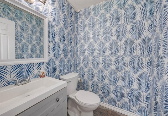 7506 Bistineau Dr, Corpus Christi, TX 78413 - bathroom featuring wallpapered walls and vanity