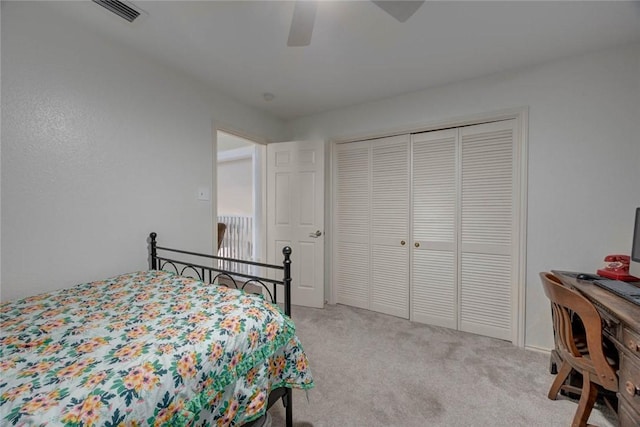7506 Bistineau Dr, Corpus Christi, TX 78413 - bedroom featuring carpet flooring, ceiling fan, a closet, and a desk