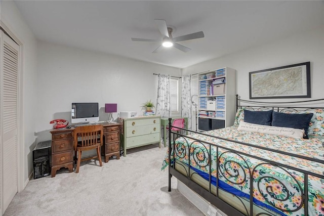 7506 Bistineau Dr, Corpus Christi, TX 78413 - carpeted bedroom with a closet, an office area, and ceiling fan