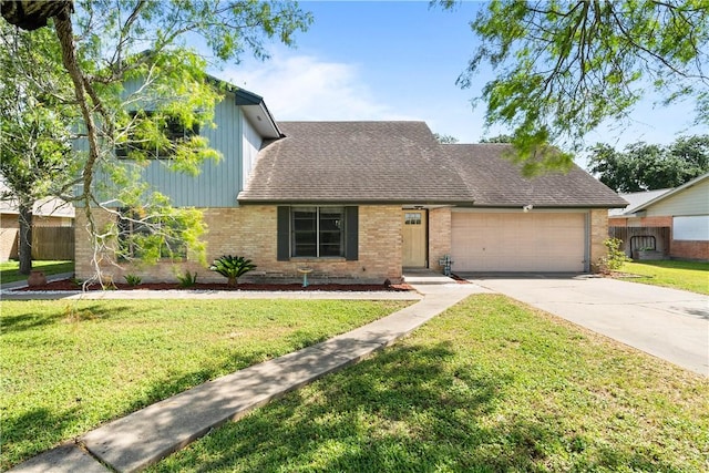 607 E 11th St, Bishop, TX 78343 - traditional-style house with brick siding, a garage, concrete driveway, and roof with shingles