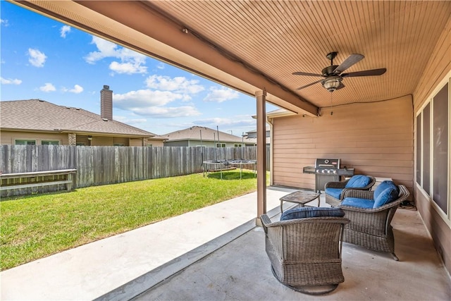 2004 Chesapeake Bay Dr, Portland, TX 78374 - view of patio / terrace featuring a trampoline, a ceiling fan, and a grill
