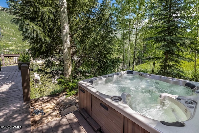 2010 Vermont Rd E, Vail, CO 81657 - wooden deck with a hot tub