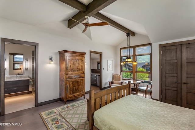 455 Old Creamery Rd, Edwards, CO 81632 - bedroom featuring wood finished floors, ensuite bath, and ceiling fan