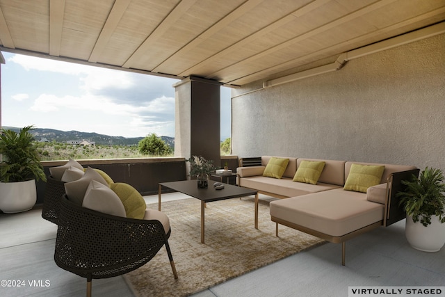 1288 E Haystacker Dr, Eagle, CO 81631 - view of patio / terrace with an outdoor living space and a mountain view