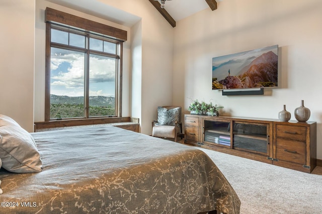 1288 E Haystacker Dr, Eagle, CO 81631 - carpeted bedroom with lofted ceiling with beams