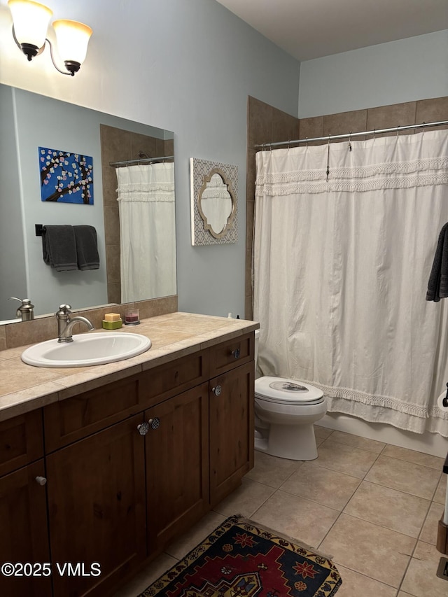 0040 Bunker Way, Eagle, CO 81631 - full bathroom with vanity, tile patterned floors, and shower / bathtub combination with curtain