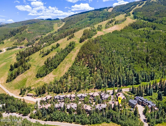153 Village Walk, Beaver Creek, CO 81620 - drone / aerial view of a heavily wooded area and a mountain backdrop