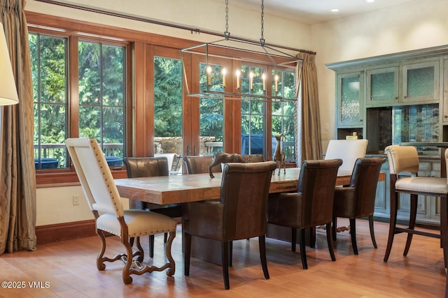 153 Village Walk, Beaver Creek, CO 81620 - dining space featuring light wood-style floors, a chandelier, and recessed lighting