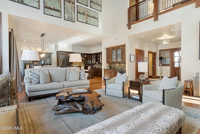 living room featuring light wood-type flooring