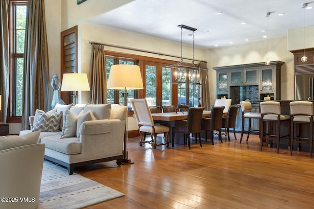 153 Village Walk, Beaver Creek, CO 81620 - dining room featuring hardwood / wood-style floors, french doors, and recessed lighting