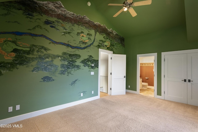 88 E Double Hitch, Eagle, CO 81631 - unfurnished bedroom featuring high vaulted ceiling, carpet flooring, ensuite bath, and a closet