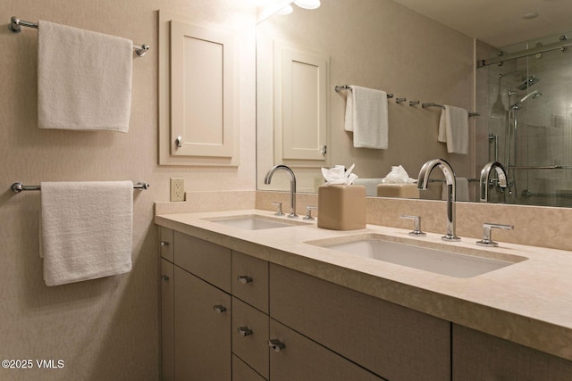 355 Offerson Rd Unit P4, Beaver Creek, CO 81620 - bathroom featuring a shower stall and double vanity