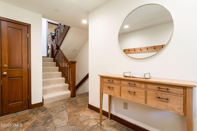 355 Offerson Rd Unit P4, Beaver Creek, CO 81620 - stairway with stone finish floors and recessed lighting