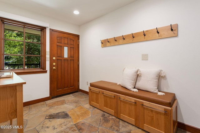 355 Offerson Rd Unit P4, Beaver Creek, CO 81620 - mudroom featuring light stone finish flooring and recessed lighting