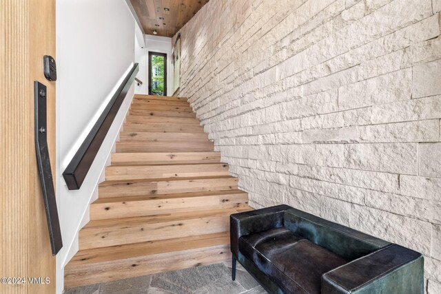 784 Potato Patch Dr Unit W, Vail, CO 81657 - stairs with wood ceiling