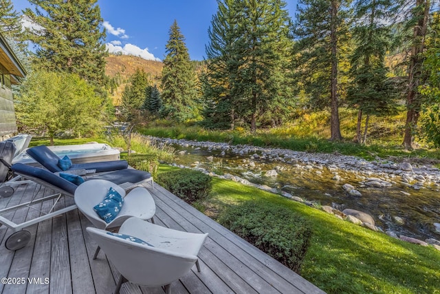 2764 S Frontage Rd, Vail, CO 81657 - wooden terrace with a forest view