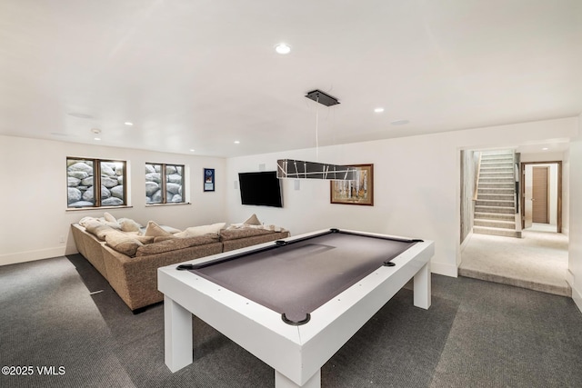2764 S Frontage Rd, Vail, CO 81657 - recreation room with dark carpet, recessed lighting, and billiards table