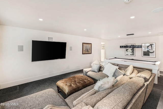 2764 S Frontage Rd, Vail, CO 81657 - living room with recessed lighting, carpet floors, and billiards table