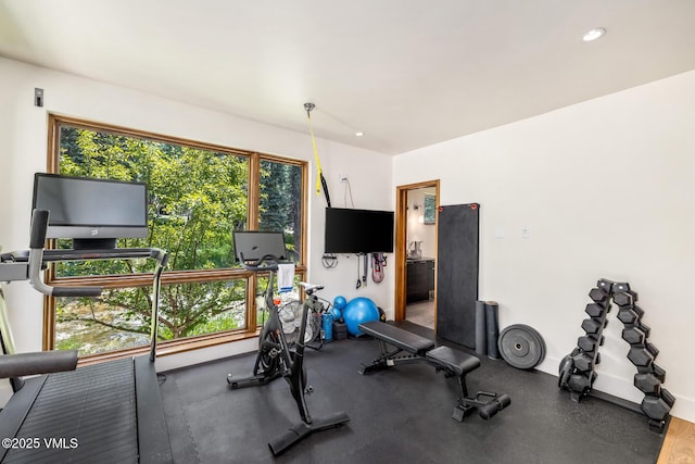 2764 S Frontage Rd, Vail, CO 81657 - exercise room with recessed lighting and baseboards