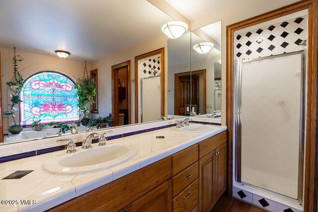 336 E Fourth St, Eagle, CO 81631 - full bathroom featuring double vanity and a stall shower