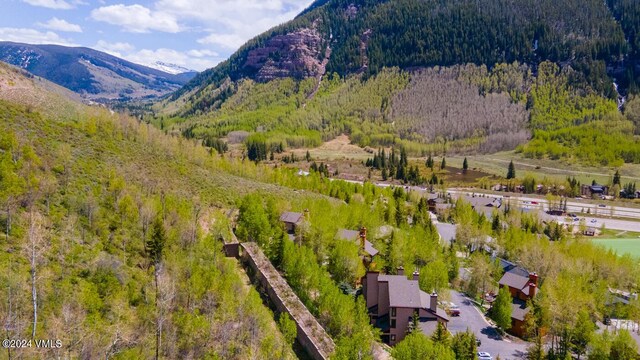 drone / aerial view with a mountain view