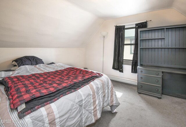 425 Broadway St, Eagle, CO 81631 - bedroom with a baseboard radiator, lofted ceiling, and carpet