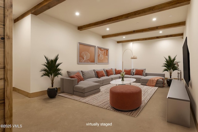 181 Black Bear Trl, Edwards, CO 81632 - living area with recessed lighting, carpet flooring, baseboards, and beam ceiling