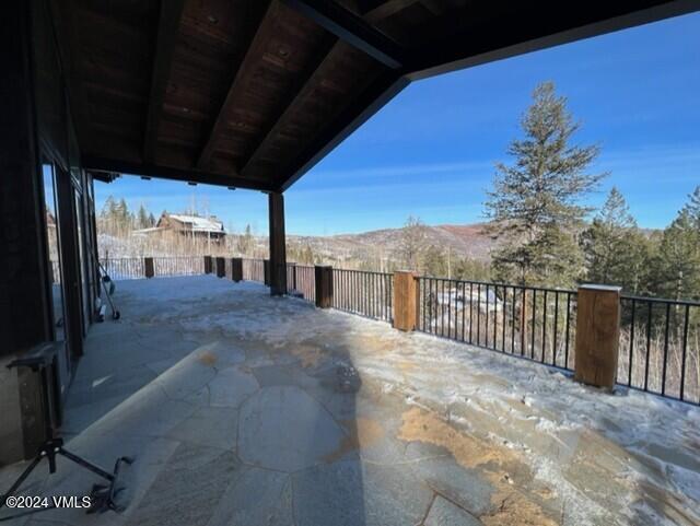 view of patio featuring a mountain view