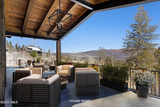 181 Black Bear Trl, Edwards, CO 81632 - view of patio / terrace featuring an outdoor living space and a mountain view