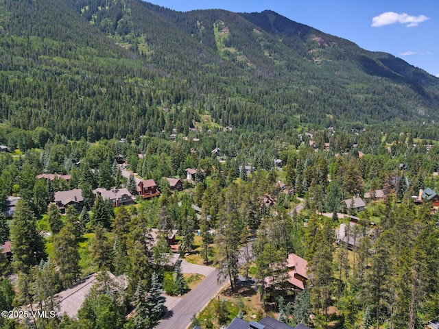 5159 Gore Cir, Vail, CO 81657 - aerial view of property's location featuring a heavily wooded area and a mountain backdrop