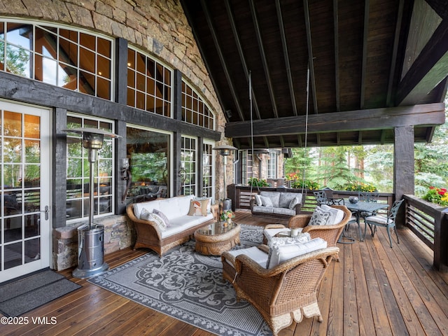 140 Elk Woods Rd, Edwards, CO 81632 - wooden terrace with an outdoor living space and outdoor dining area