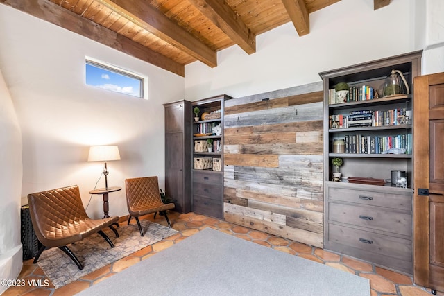 767 Charolais Cir, Edwards, CO 81632 - sitting room with a wooden ceiling with exposed beams