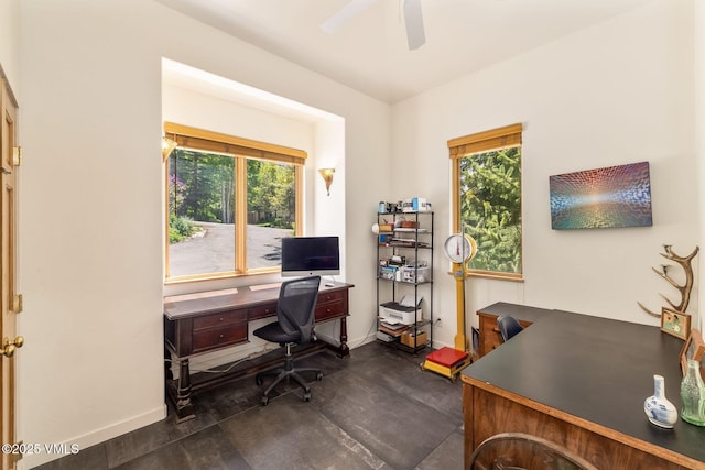 960 June Creek Rd, Edwards, CO 81632 - office area featuring dark wood finished floors and a ceiling fan