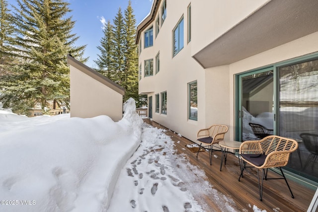 exterior space featuring stucco siding