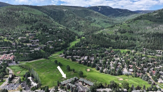 54 Columbine Cir Unit 14, Eagle-Vail, CO 81620 - aerial view of property and surrounding area featuring mountains and a golf course