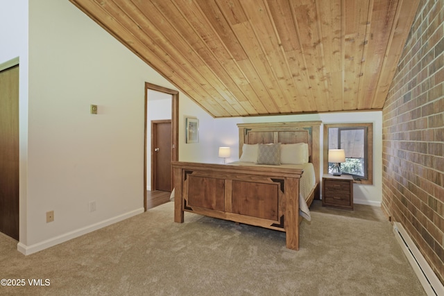 54 Columbine Cir Unit 14, Eagle-Vail, CO 81620 - carpeted bedroom featuring baseboard heating, lofted ceiling, and wooden ceiling