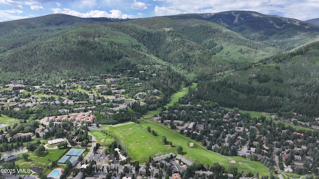 54 Columbine Cir Unit 14, Eagle-Vail, CO 81620 - aerial view of property's location with mountains and a heavily wooded area