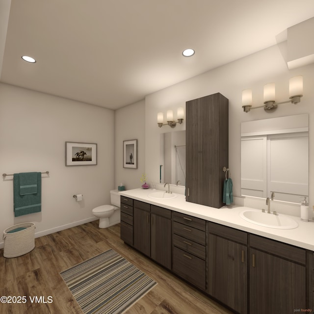 1281 N Frontage Rd W Unit A303, Vail, CO 81657 - full bathroom with double vanity, wood finished floors, and recessed lighting