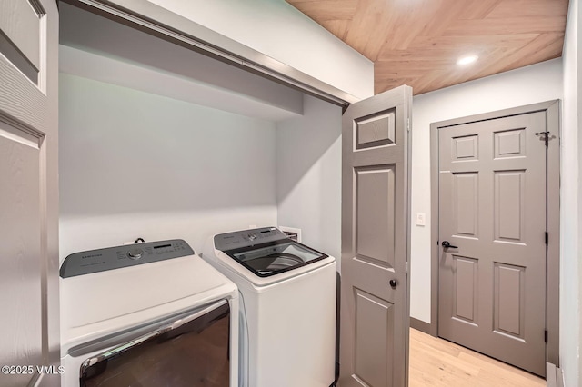 1750 S Frontage Rd W Unit E-3, Vail, CO 81657 - laundry area featuring washing machine and clothes dryer, light wood-type flooring, and recessed lighting