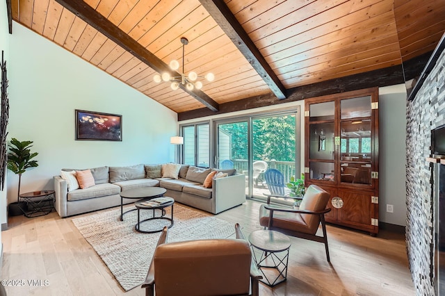 1750 S Frontage Rd W Unit E-3, Vail, CO 81657 - living room with wood ceiling, light wood finished floors, and a chandelier