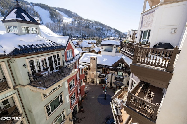 exterior space featuring a mountain view