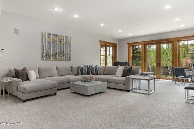 124 Grey Hawk Ln, Edwards, CO 81632 - carpeted living area with recessed lighting and french doors
