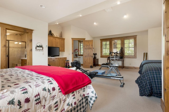 124 Grey Hawk Ln, Edwards, CO 81632 - carpeted bedroom featuring vaulted ceiling, recessed lighting, and baseboards