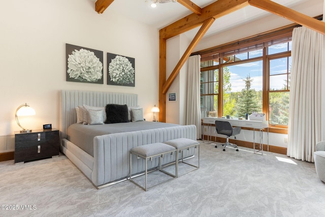 124 Grey Hawk Ln, Edwards, CO 81632 - bedroom with a desk, carpet flooring, and beam ceiling