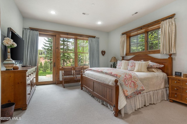 124 Grey Hawk Ln, Edwards, CO 81632 - bedroom with access to exterior, light colored carpet, and recessed lighting