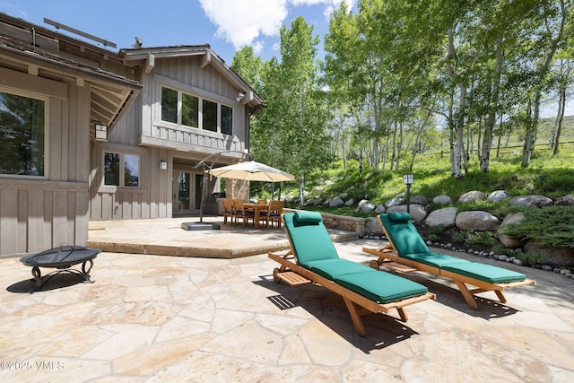2005 Wildwood Rd, Avon, CO 81620 - view of patio / terrace featuring an outdoor fire pit and outdoor dining space