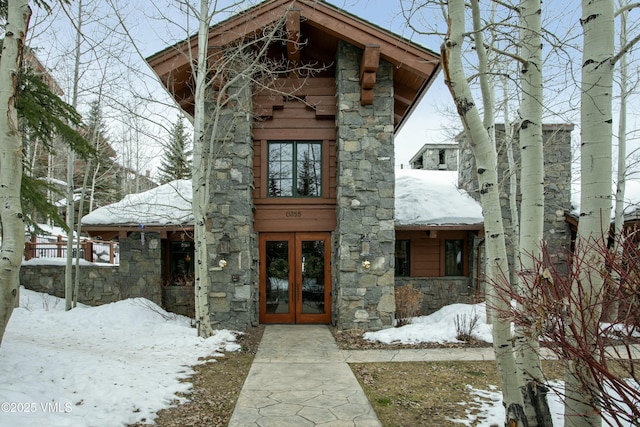 exterior space featuring french doors