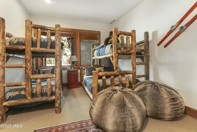 living area with carpet flooring