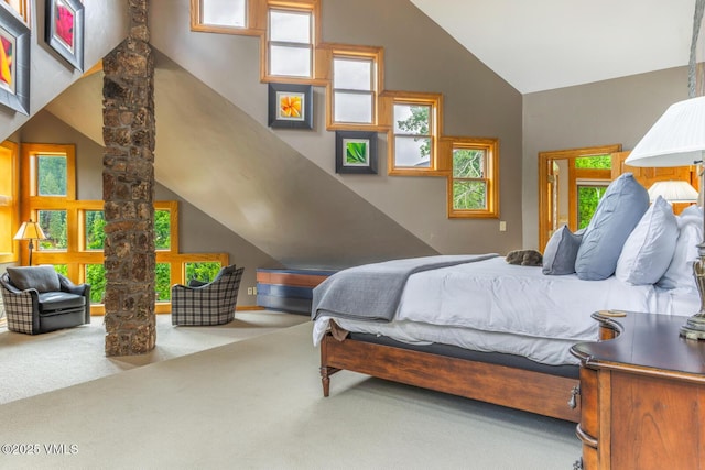 60 Elk Track Ct, Beaver Creek, CO 81620 - bedroom featuring carpet floors and high vaulted ceiling