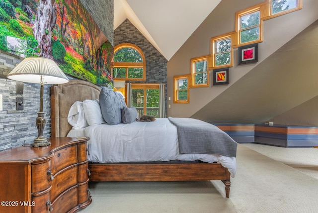 60 Elk Track Ct, Beaver Creek, CO 81620 - bedroom with high vaulted ceiling and carpet floors